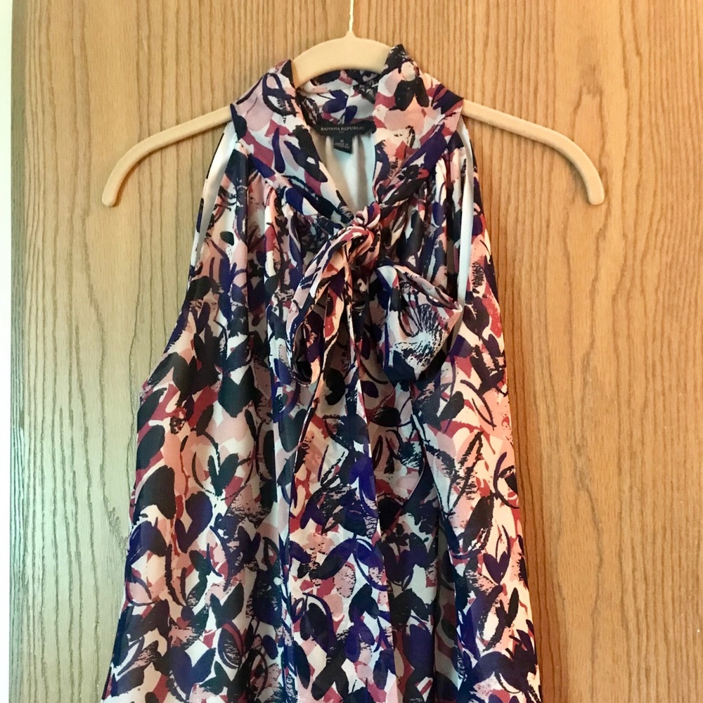 Banana Republic - Sleeveless bow tie blouse.